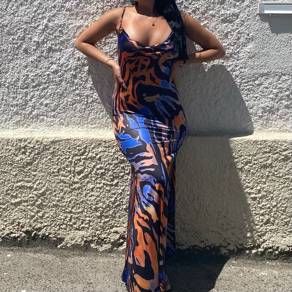 Leopard print colorful long dress